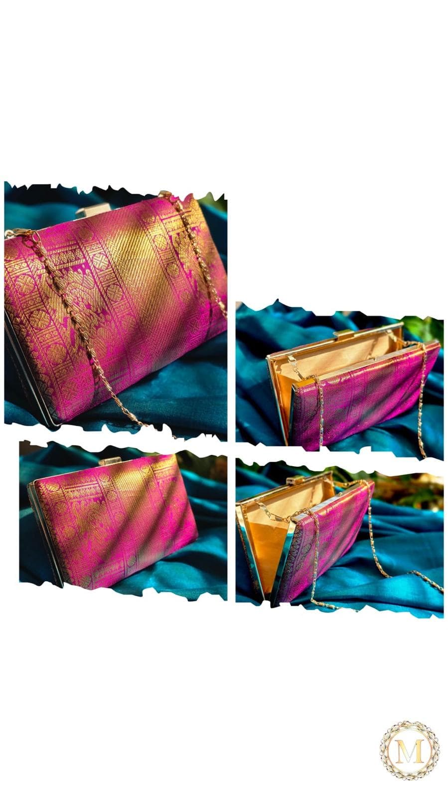 Kanchipuram pattu clutch craftsmanship detail